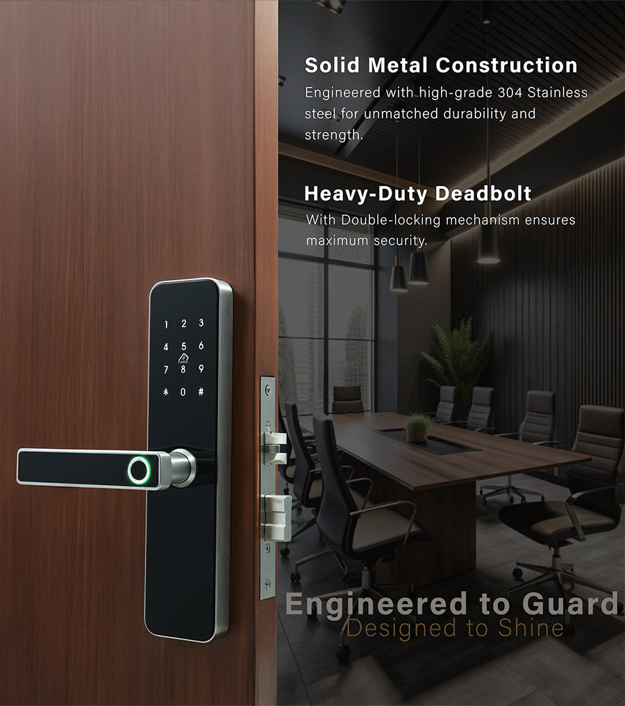 Keyless door with deadbolt security